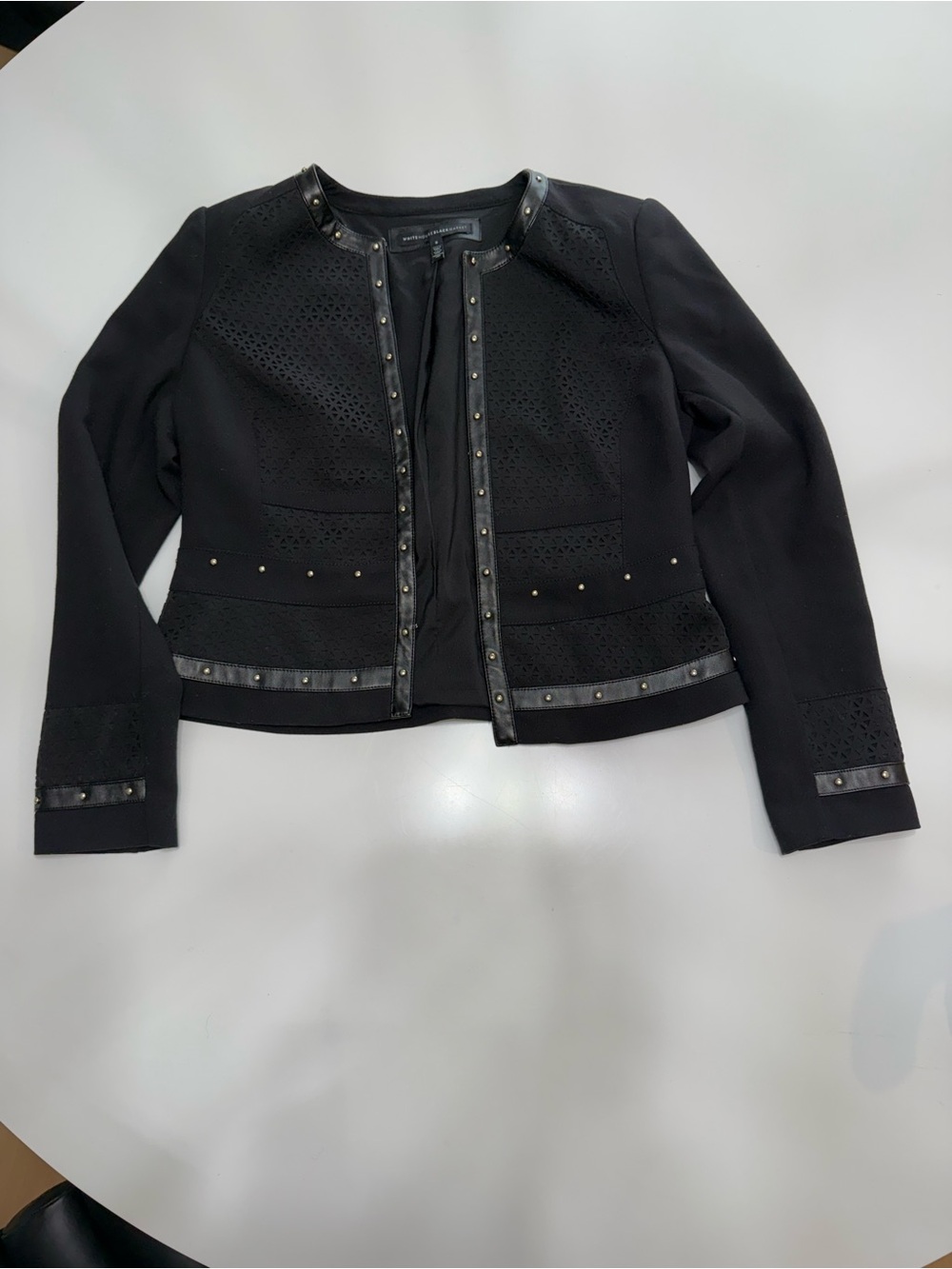 White House Black Market Black Studded Jacket Size 8 - Picture 2 of 8
